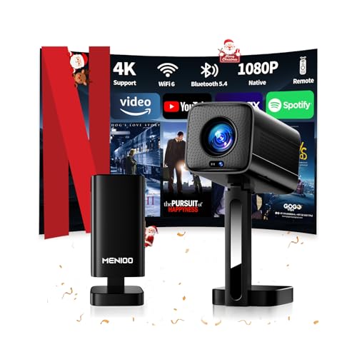 Image of Mini Projector [Built-in Apps & 2026 Upgraded] Support 4K 1080P Auto Focus & Keystone Correction 90° Rotatable, Portable Projector with WiFi 6 and Bluetooth 5.4 for HDMI/TV Stick/USB/Laptop - Black