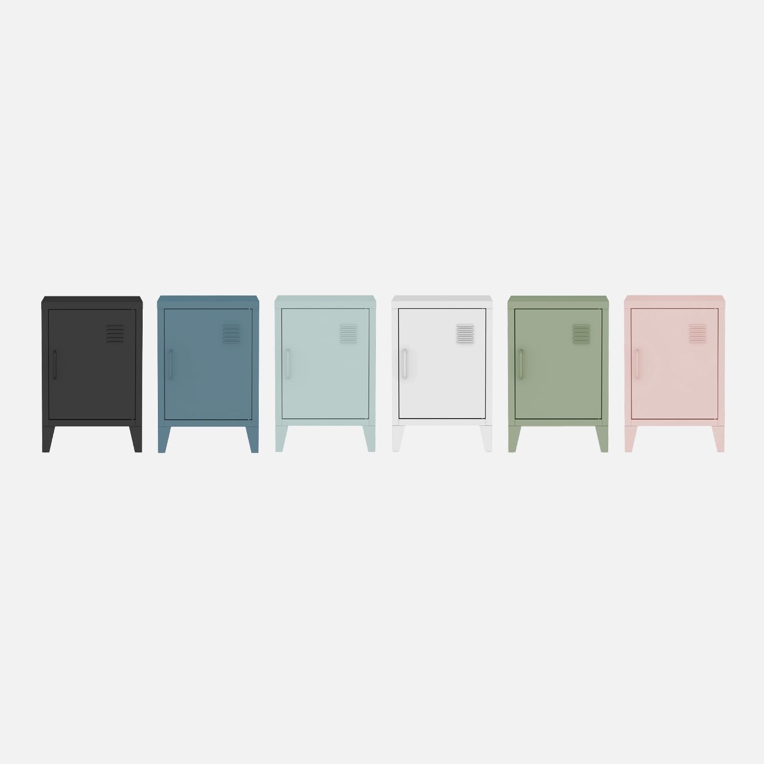 sweeek - Lot de 2 Tables de Chevet en Acier 1 Porte. Bleu pétrole. casier. L 38 x P 38 x H 55.7 cm