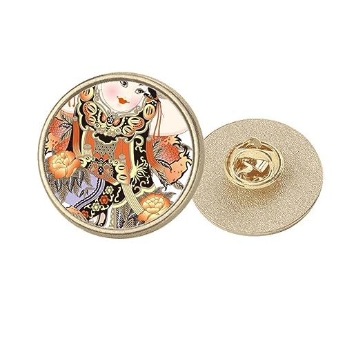 Broche ronde Nouvel An chinois en métal doré, taille M pour accessoire de mode
