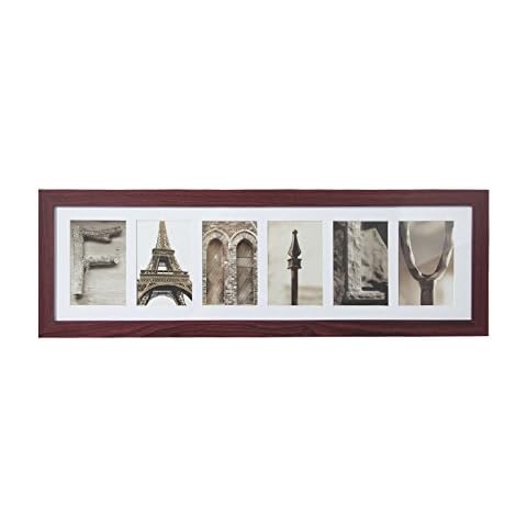 Imagine Letters 6-Opening Photo Collage Frame, White Matted Brown Cover
