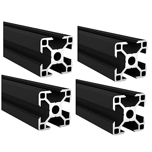 Kwweeoo 3030 Aluminum Extrusion T Slot 2150mm Long Black 4 Pack, Extruded Aluminum Profile T-Slot 30 Series European Standard Anodized Linear Rail 30 x 30 84.65
