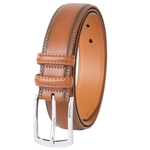 VRLEGEND Ceinture Homme Cuir Véritable Ceinturon Costume Travail Business Style 3.5cm avec Boîte Cadeau (130cm,Marron-02)