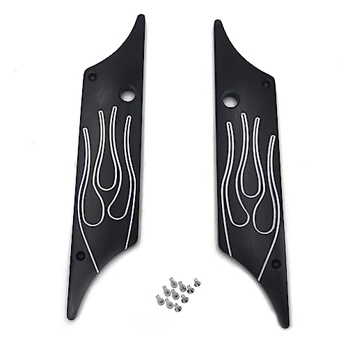 Cubierta para pestillo de alforjas HTTMT compatible con Harley-Davidson Touring 1993-2013, color negro con llama grabada, estilo F miniatura 5