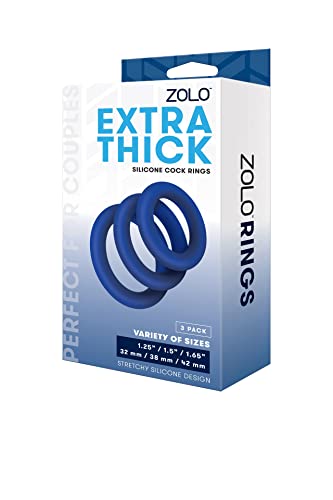 Zolo Zolo Extra Thick Silicone Cock Ring 3 Pk Blue Taille Unique