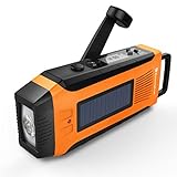 AM/FM NOAA Weather Emergency Solar Digital Crank Radio with 3W LED Flashlight, SOS Alarm & 2000MAh Power Bank（Orange） …