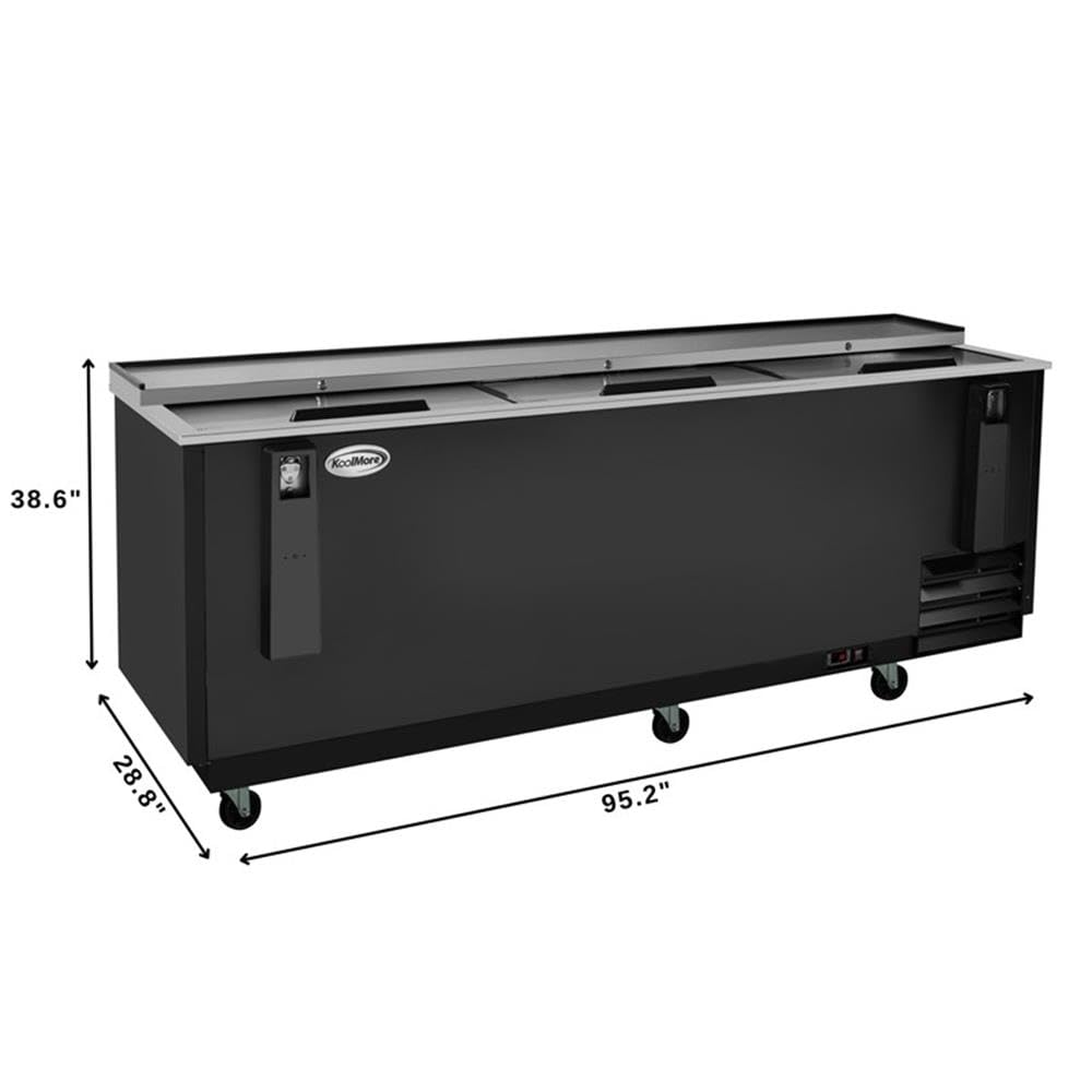 Pemberly Row 95" Commercial Bottle Cooler, 29.7 Cu. Ft. Capacity, Black Finish, Built-In Opener, 3 Doors, 5 Shelves, Digital Temperature Control, Freestanding Refrigeration For Bars And Restaurants on Fridge.com - View 2