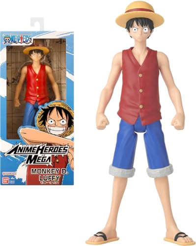 Bandai – Anime Heroes – Figura Anime Heroes Mega 30 cm Luffy – Figura articulada Grande Luffy – Licencia Oficial de One Piece – Juguete Infantil de 4 años y + – 38331