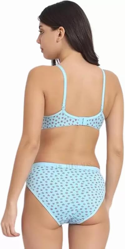 Image of Women's Cotton Full Coverage Lightly Padded Wire Free Sexy Bra Panty Lingerie Set Honeymoon Bikni Set for Girl's Combo Pack of 3