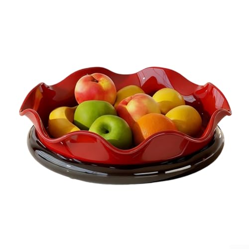 Floweringbeter Cuenca giratoria multiusos de la fruta para almacenar frutas secas de las bayas cítricas y pequeños aperitivos convenientemente (rojo)