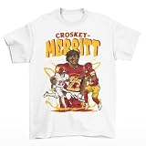 RatTrapTees Jacory Croskey-Merritt Cartoon Style Washington Football T-Shirt (US, Alpha, Small, Regular, Regular, White)