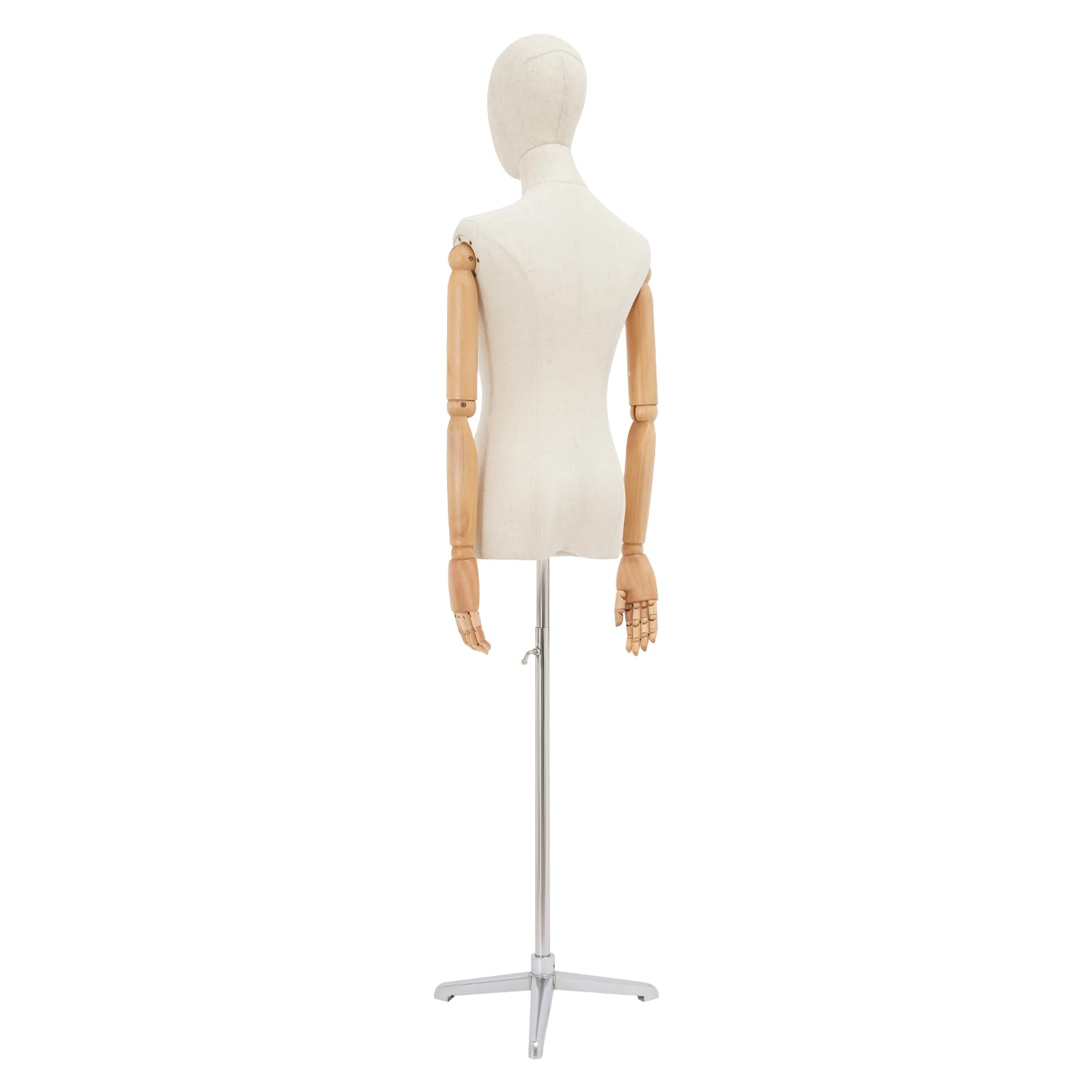 Manichino femminile, manichino da sarta, altezza regolabile 157 – 215 cm, manichino da donna con braccia flessibili in legno, manichino per abiti e gioielli