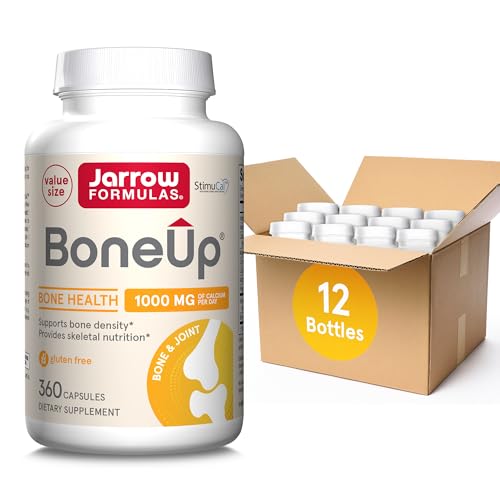 Jarrow Formulas BoneUp for Bone Density - Vitamin D3 and K2, Calcium Support, 360 Capsules, Promotes Skeletal Nutrition, Up to 60 Days Supply