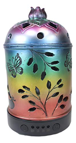 Ebros Gift Lotus Flower Mandala Wheel Root Chakra Zone Rainbow Colors Wiccan Essential Oil Diffuser With Colorful Led Lights And Electronic Usb Power Cord Yoga Meditation Home Aromatherapy Accessory #TOP2