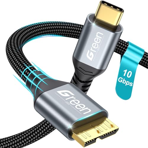 10 Gbps Micro B to USB C Hard Drive Cable, 1Ft 1.5Ft 3Ft 6Ft 10Ft, Hard Drive Cable USB to Type-C Cables Compatible with WD Seagate, MacBook Pro/Air, iPad/Tablet, iPhone, LG, Moto, Galaxy S24 (1 FT)