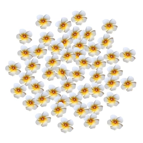 Nishiyuenyi 50 piezas de flor de plumeria artificial Frangipani, pasadores decorativos para la cabeza para boda, Diámetro 7 Cm