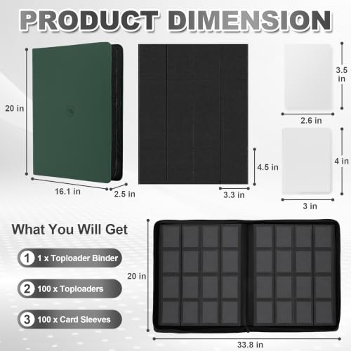 Image of Top Loader Binder 16 Pocket, Holds 640 Toploaders, 100 Toploaders INCLUDED