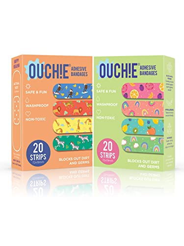 Image of Ouchie Non-Toxic Printed Bandages Double Combo (40 Pack) -Orange & Lime Green