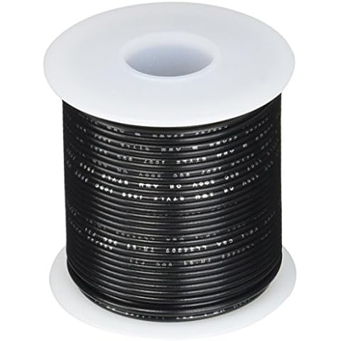 Remington Industries 22UL1007STRBLA UL1007 22 AWG Gauge Stranded Hook-Up Wire, 300V, 0.0253" Diameter, 100' Length, Black Cover