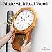 Pendulum Wall Clock Battery Operated - Real Wood Regulator Clock - Schoolhouse Design with Pendulum - Quiet, Non-Chiming - Wooden Wall Decor for Living Room Decor, Home, Office and Gift 18x11