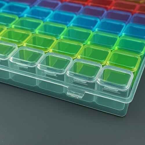 Image of Diamond Painting Storage Box 2-Pack - 56 Grids (28 per Box) Organizer Labels Included Colorful Plastic Containers for Rhinestones, Beads & DIY Crafts