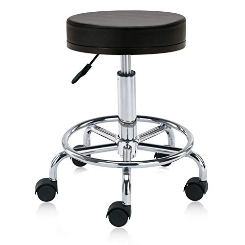 DR.LOMILOMI Swivel Rolling Hydraulic Height Adjustable Stool Chair 504 with Foot Rest