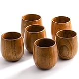 Nisone 6 vasos de madera, 150 ml, vasos de madera, juego de té de madera, vasos de agua para beber, vino, leche, café