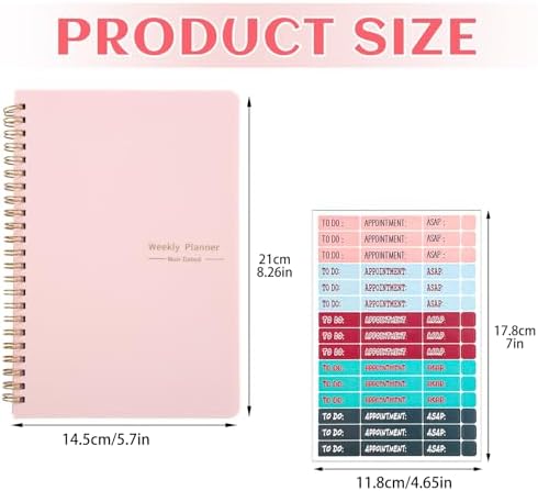 To Do List Notebook, A5 Weekly Planner Undated, Planning Pad Checklist Productivity Organizer 52 Pages for Students, Work, Fitness(Pink)