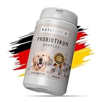NatiVivo Probiotikum Komplex - 120 Probiotika Darmkur Dia Tabs gegen Sodbrennen & Durchfall. Unterstützt das Immunsystem, die Verdauung, Darmflora & Darmsanierung bei Hunden. Made in Germany!