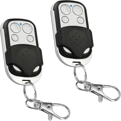 433,92 MHz - Mando a distancia universal para puerta de garaje (2 unidades, compatible con 4 botones con rolling código, pitido puerta duplicadora inalámbrica para coche y barrera(100 m)