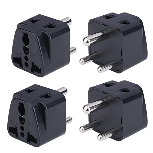 Image of MX Universal Travel Adapter Pack of 4 | Type D Plug Converter for India, USA, UK, EU & China | Dual USB Ports, Surge Protection | Compact Worldwide 2 in 1 Travel Plug (Black)