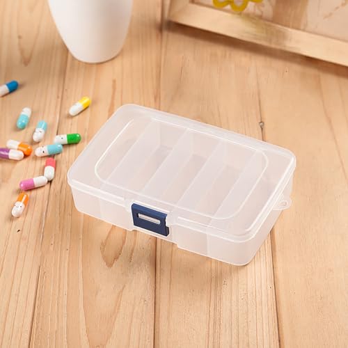 Image of 2 Pack Transparent Plastic Bead Organizers (5 Grids),Craft Organizers and Storage Beads Organizer, Art DIY, Crafts Jewelry Storage, Fishing Tackles, Size 5.51 x 3.54 x 1.38 in