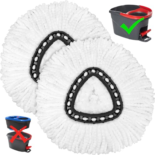 2 pack Mop Head replacement compatible with Vileda Easy Wrin Spin Mop, Microfiber Spin Refills, Easy Cleaning Mopping tool Head Replacement (White)