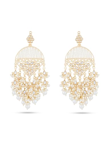 Image of Rubans Chandbali Earrings Gold Plated Kundan Jewellery Gift for Women & Girls