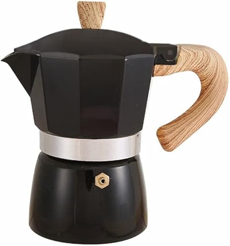 Miniatura 1 de 1 cafetera espresso vintage, mango de madera, cafetera italiana, cafetera italiana, cafetera para accesorios de café (10.6 fl oz, negro)