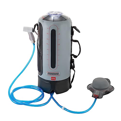 XIANXUS Portable Pressure Camp Shower, Camping Shower Bag 3.17 Gallons/12L with Showerhead Hose for Camping Beach Swimming Outdoor Traveling Hiking