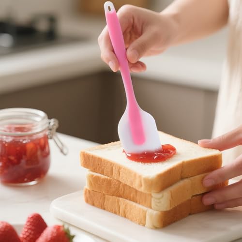 Image of 1Pcs Silicone Spatulas,Translucent Heat Resistant Flexible Non-stick Spatula,Food Grade Kitchen Essential Grip Gadgets Premium Scraper(Pink,Large)