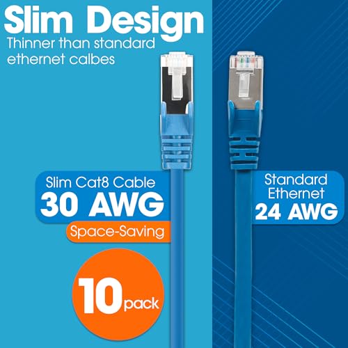 Cable de red Intellinet Slim Cat8 Ethernet 10 ft 10 pack miniatura 2
