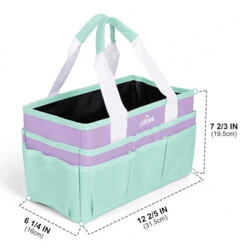 Image of JJRING Craft Organizer Tote Bag Art Storage Caddy Green and Purple
