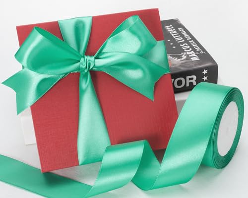 Image of ATRBB 25 Yards 1-1 /2 inch Wide Satin Ribbon Perfect for Wedding,Handmade Bows and Gift Wrapping(Jungle Green)