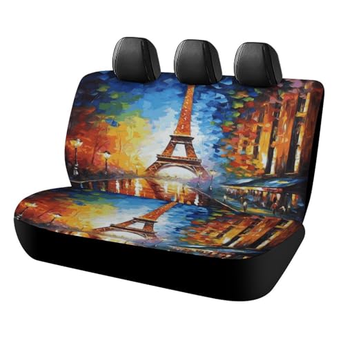 Funda de asiento trasero antideslizante y resistente a arañazos, diseño de París