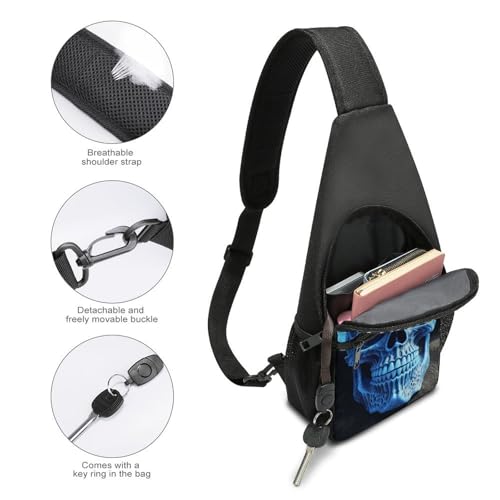 Sac de poitrine imperméable tête de mort 3D idéal pour le cyclisme urbain