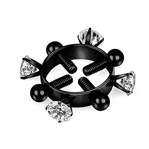 2Pcs Fake Nipple Rings For Women，Surgical Steel Nipple Rings Cubic Zirconia Body Piercing Jewelry Shield Barbell Ring Bar Body No Piercing Jewelry For Women (Silver 4 Zircons, Stainless Steel) #TOP4