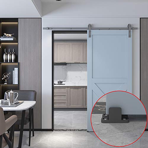 Jubest Black Aluminum Floor Guide Sliding Barn Door Hardware Bypass Door Guide Set Of 2 #TOP7