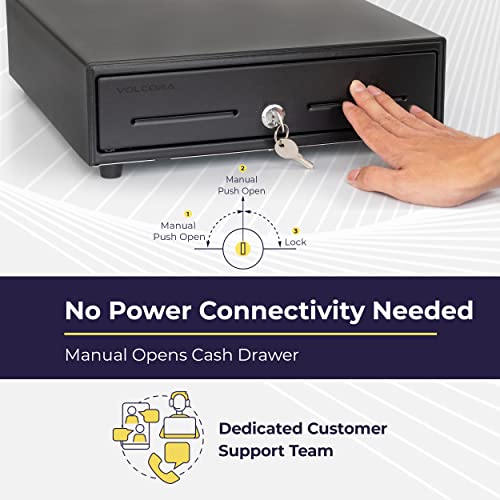 13" Manual Push Open Cash Register Drawer For Point Of Sale (Pos) System, Black Heavy Duty Till With 4 Bills And 5 Coin Slots, Key Lock With Fully Removable Money Tray And Double Media Slots #TOP3