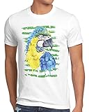 style3 Perroquet été T-Shirt Homme aras à Poitrine Jaune Oiseaux Amoureux de la forêt Tropicale, Blanc, 4XL