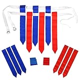 WYZworks 12 Player 3 Flag Football Set - 12 Belts with 36 Flags [ 18 RED & 18 Blue Flags ]