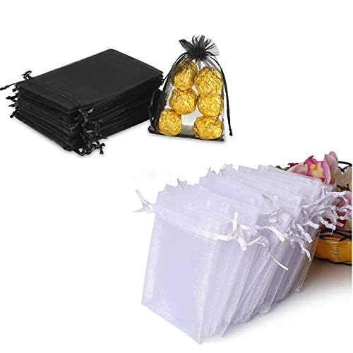 Hopttreely Premium Sheer Organza Bags, 100PCS 4x4.72