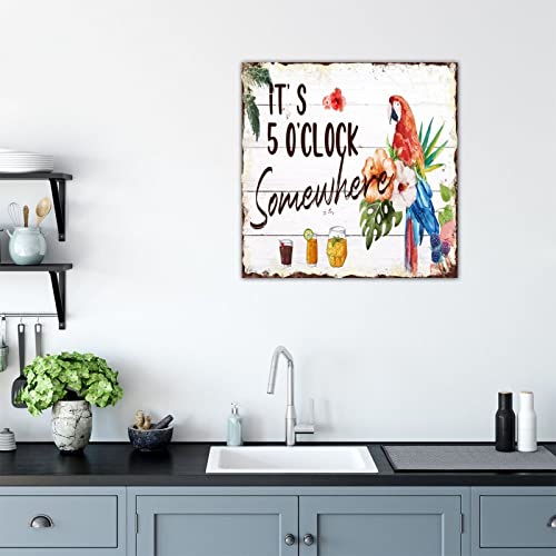 Panneau en bois It's 5 O'Clock Somewhere moderne de 40x40 cm