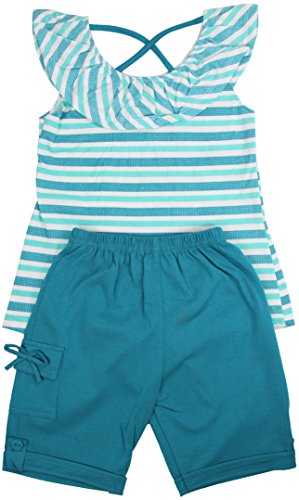 Image of ToBeInStyle Girl's Two Piece Summer Set Cute Tee Top and Matching Shorts Adorable Outfit