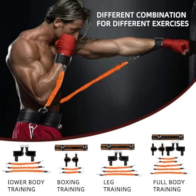 Boxing Resistance Bands, Leg Strength and Agility Speed Exercise Set for MMA Basketball Football Training Equipment Power Punch Pro